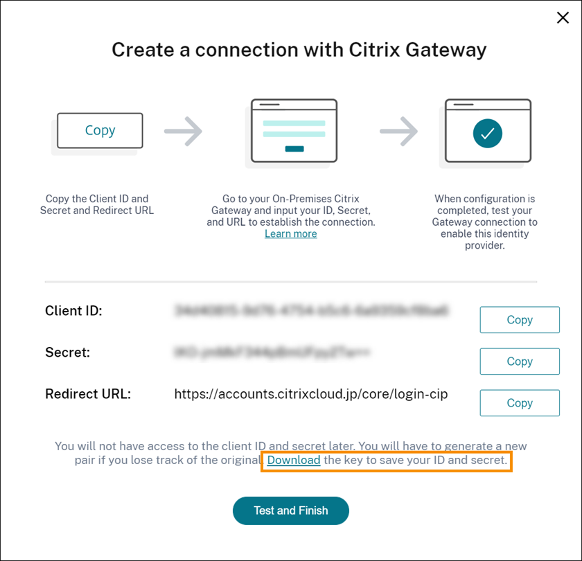 Connection dialog with generated information