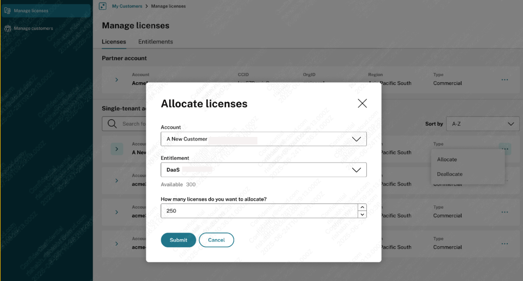 Allocate License Option