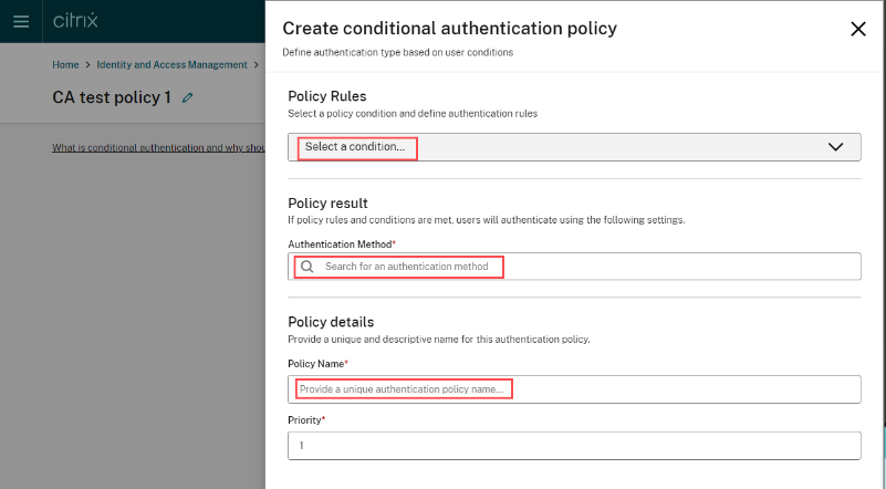 Conditions d'authentification