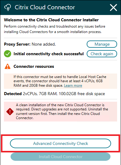 Cloud Connector Advanced Connectivity Check