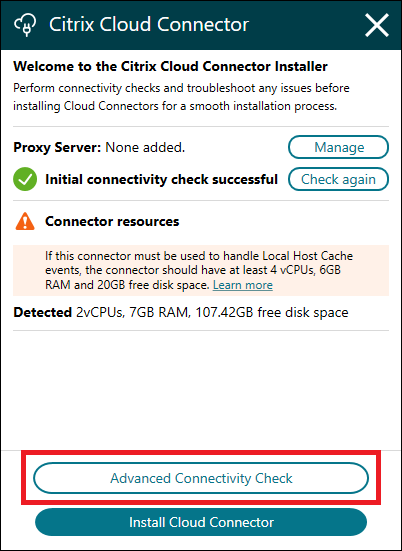 Cloud Connector Advanced Connectivity Check