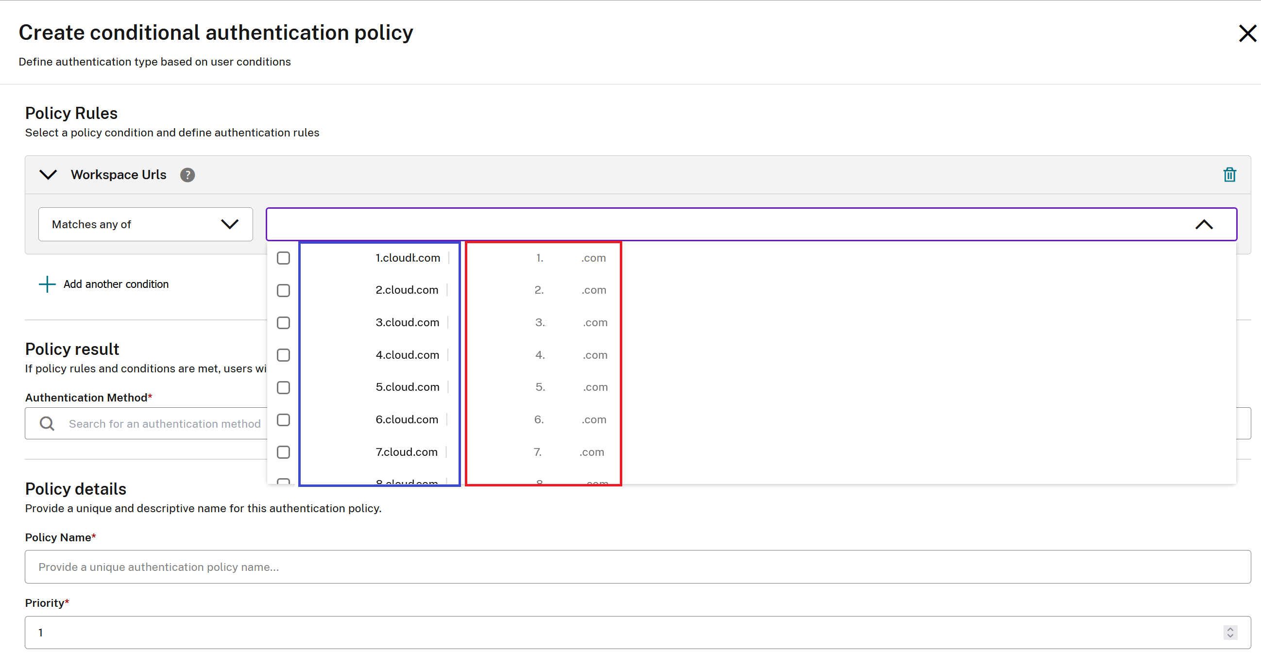 Conditional Auth Profile Custom URLs