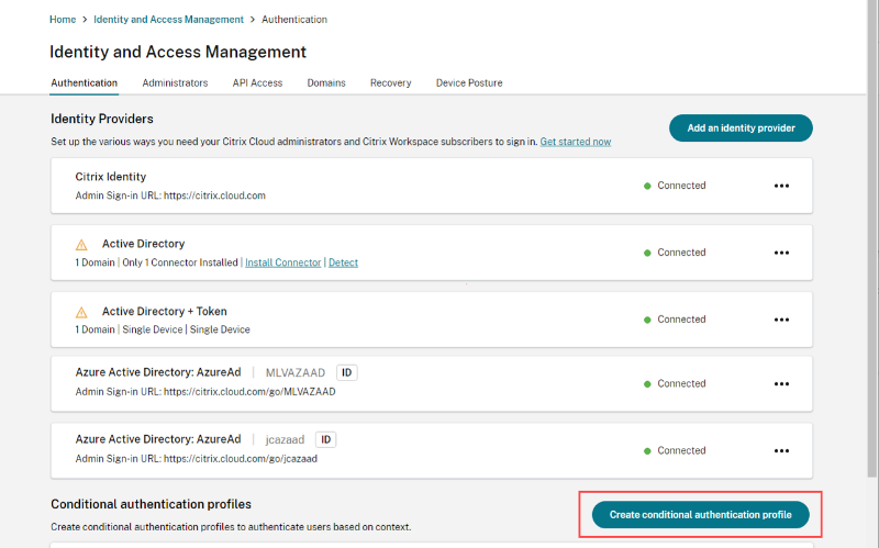 Create conditional authentication profile