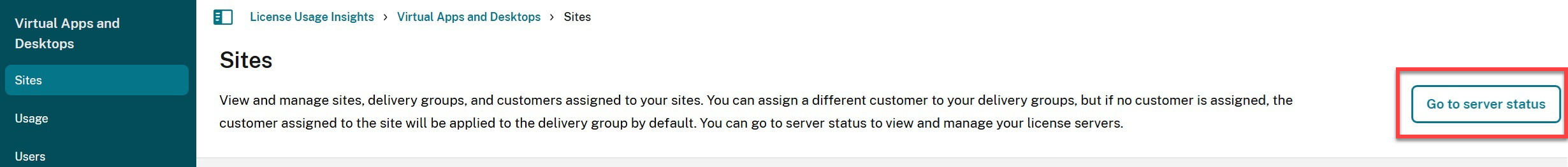 Ir al estado del servidor