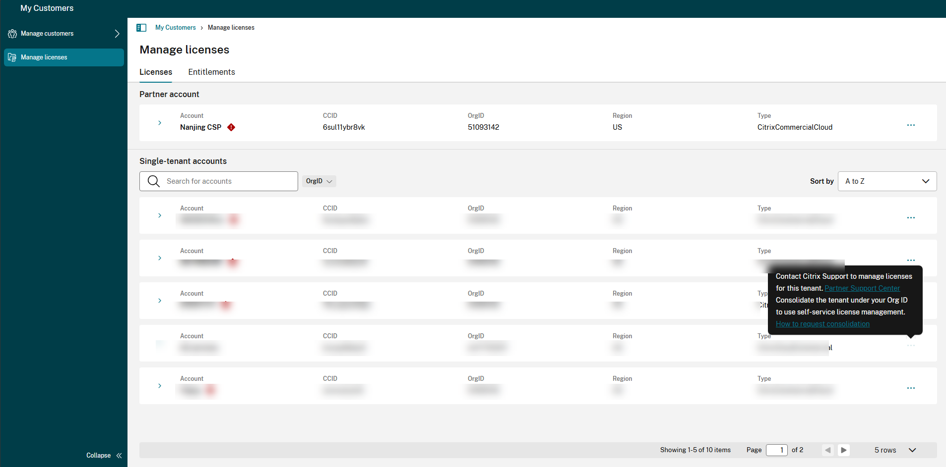 Manage License Accounts