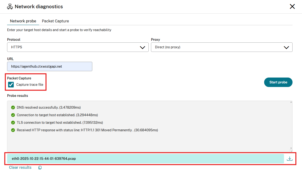 Network Diagnostics Packet Capture