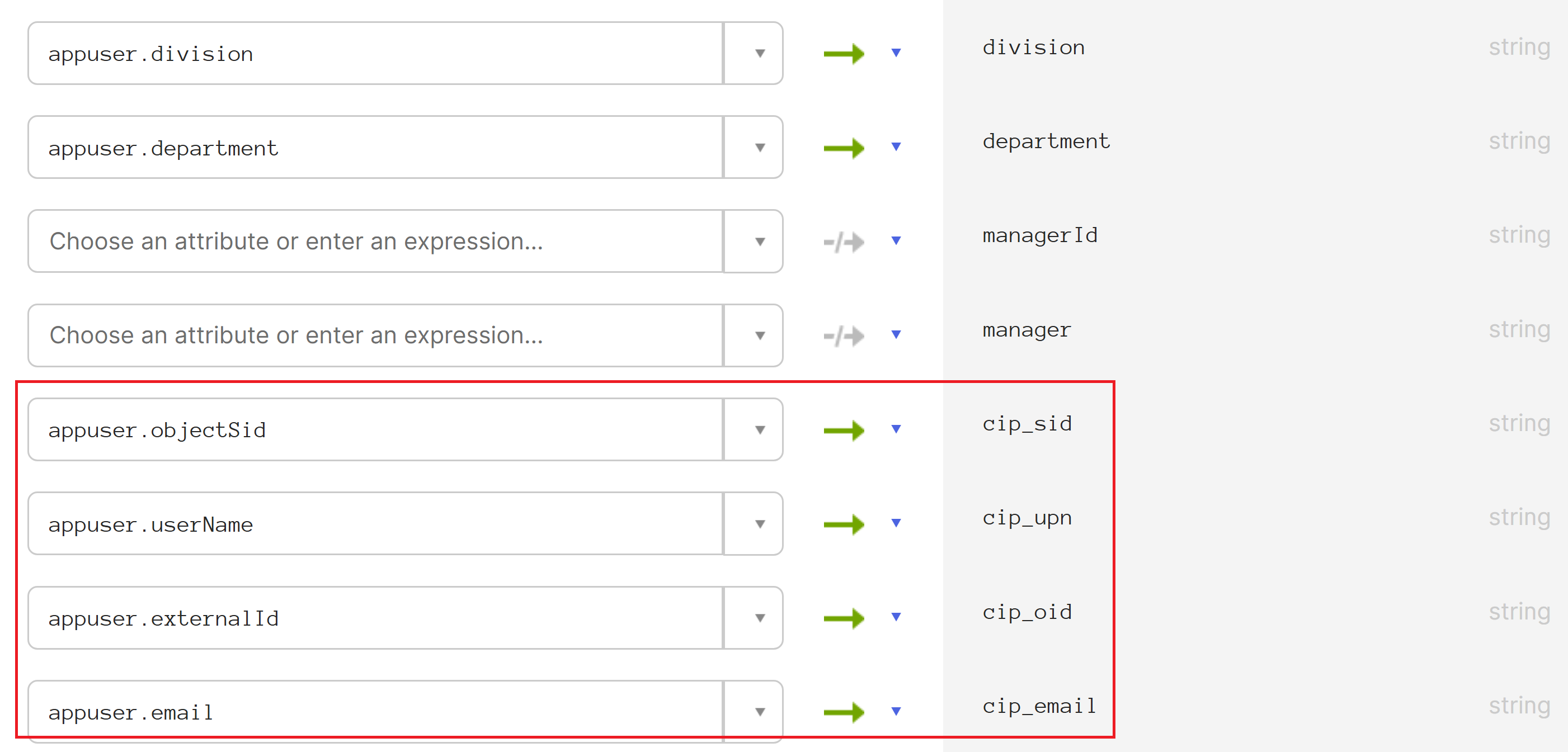 Okta OIDC Directory Profile Mappings2