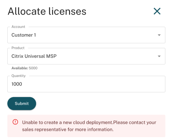 Error while allocating licenses