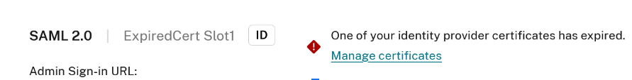 SAML Connection with Expiring Cert