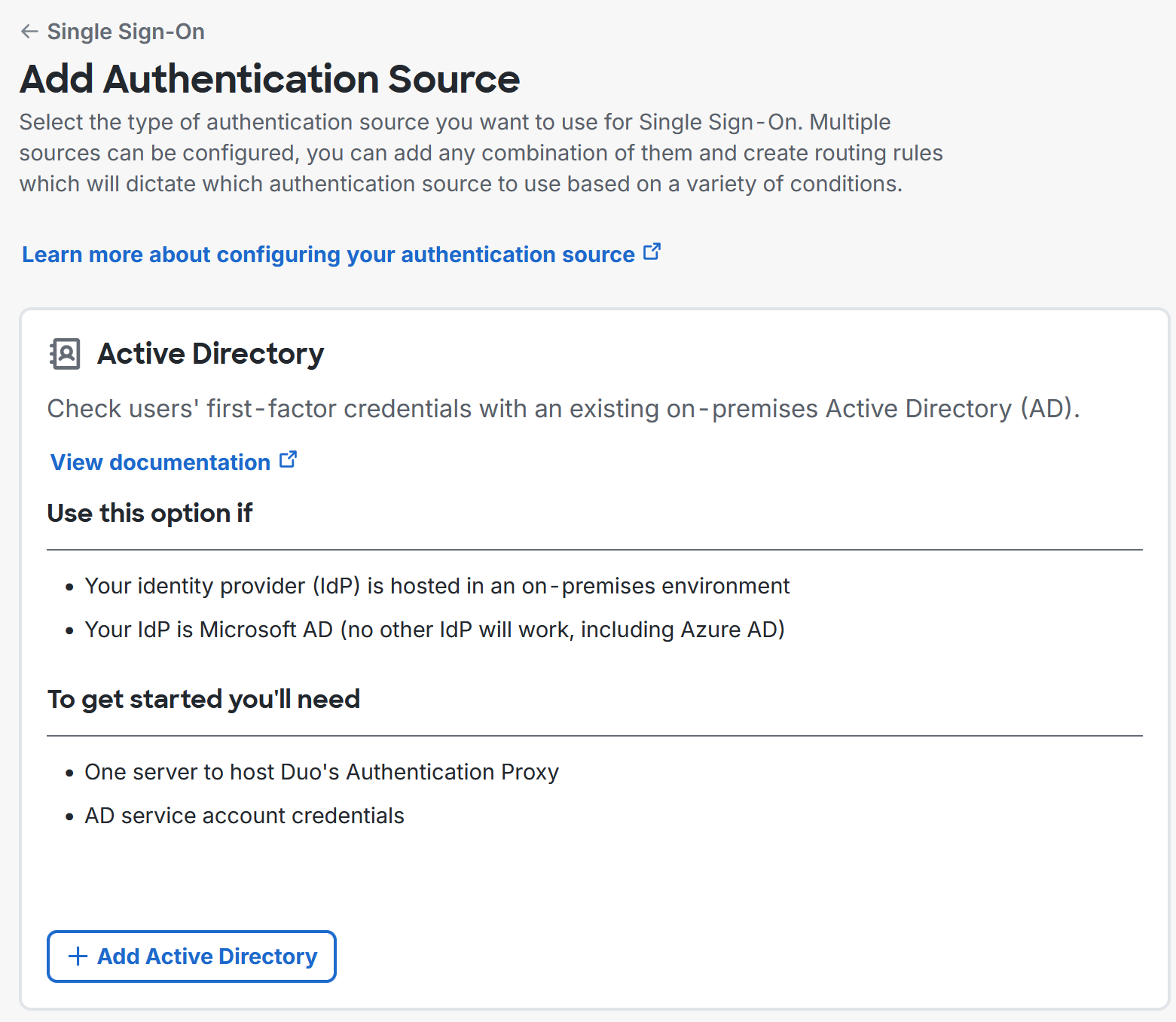 Saml duo add authentication source