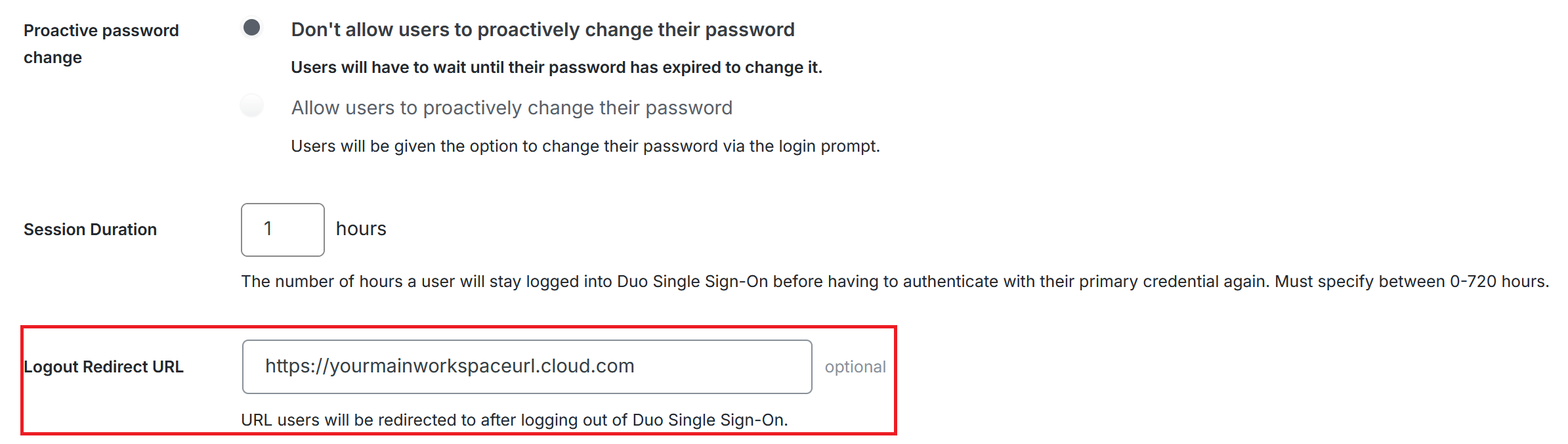 Saml duo logout redirect url