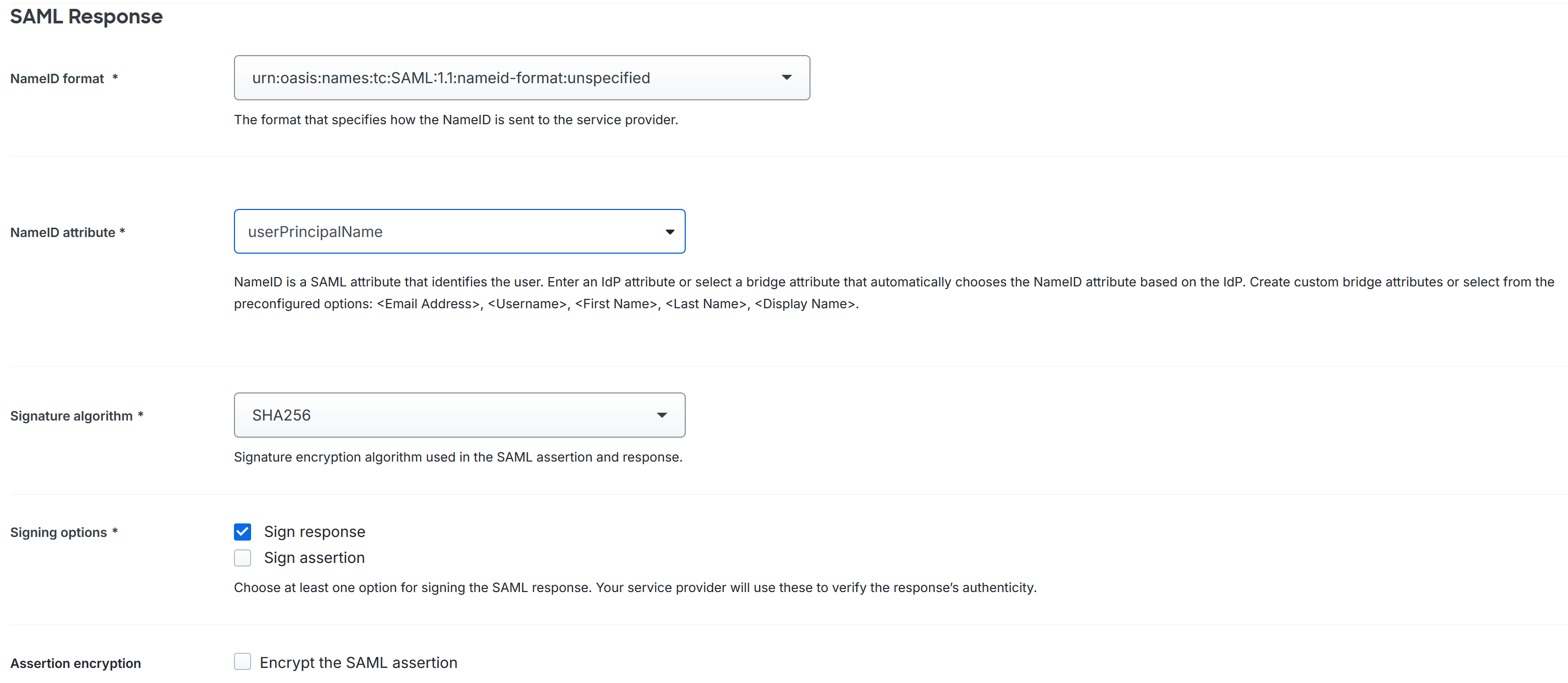 Saml duo saml response