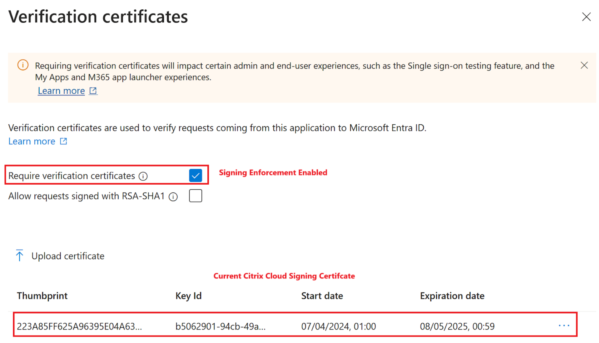 SAML Entra ID署名の強制例