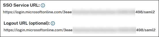 Example of Azure AD Single Sign-on and Single Logout endpoint URLs