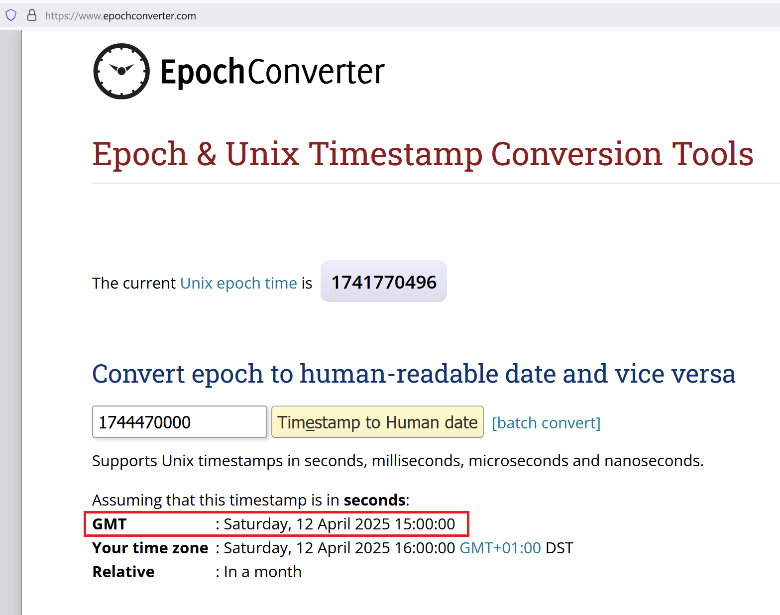 SAML UNIXタイムスタンプ