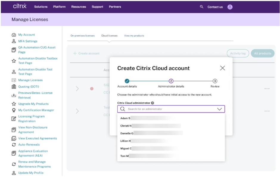 Citrix Cloud admin