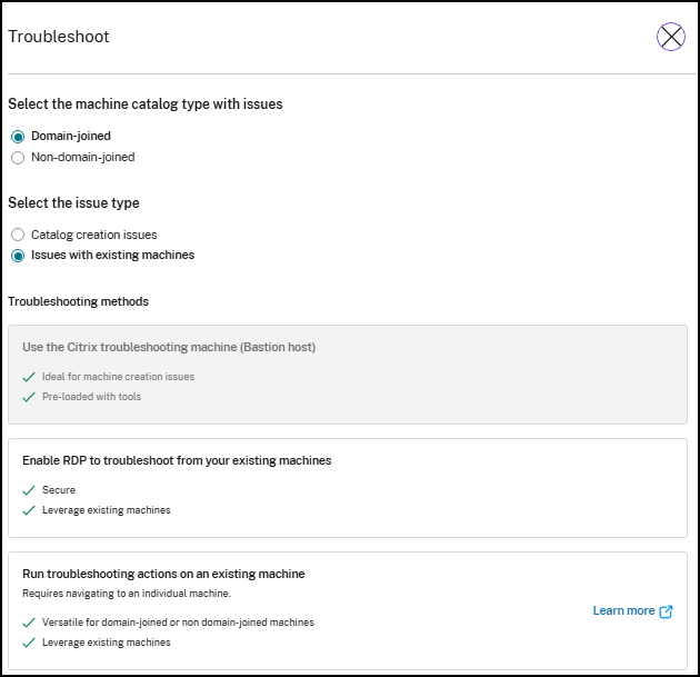 Troubleshooting options-bastion-rdp