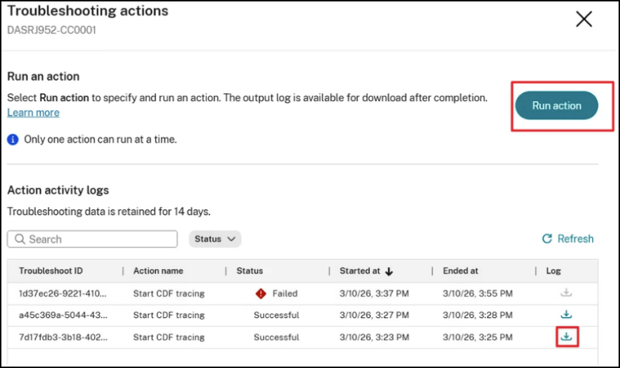 Troubleshooting UI Run action