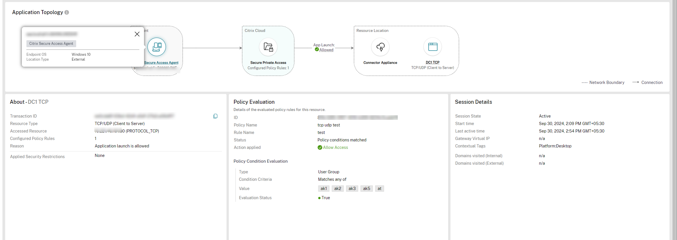 Application topology-TCP and UDP-success