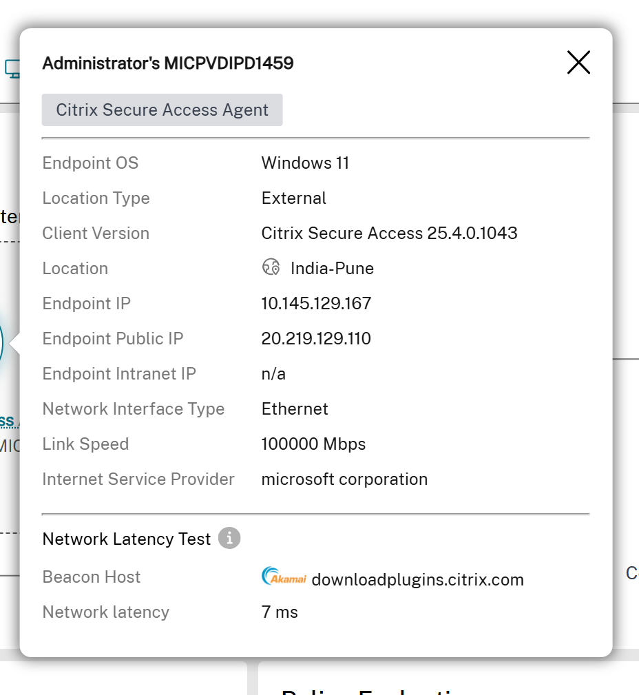Application topology - Endpoint details