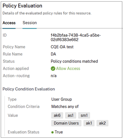 Policy evaluation pane