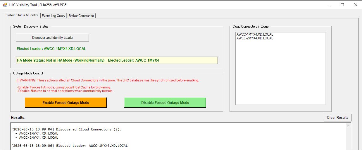 System Status & Control tab