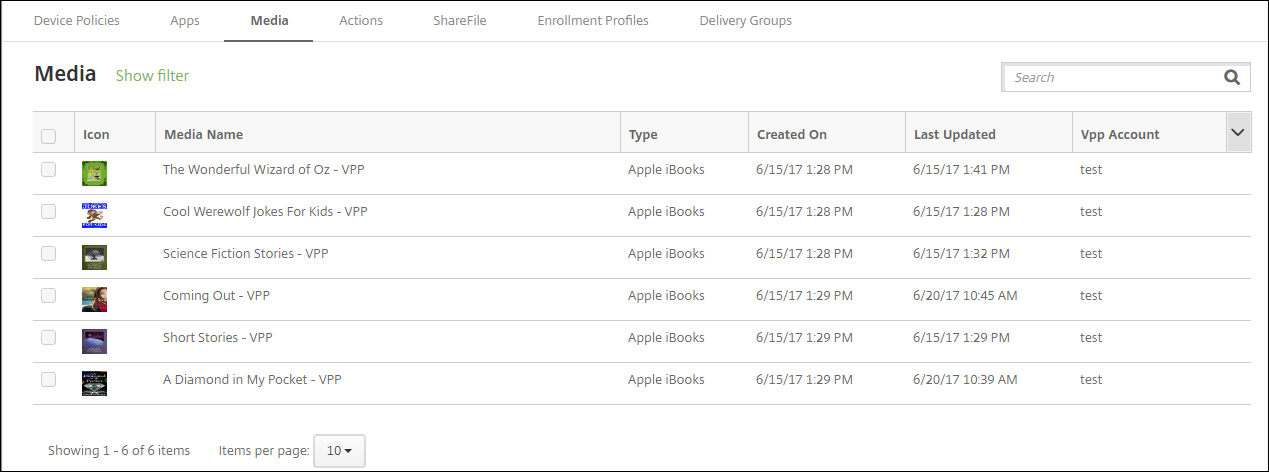 Books configuration