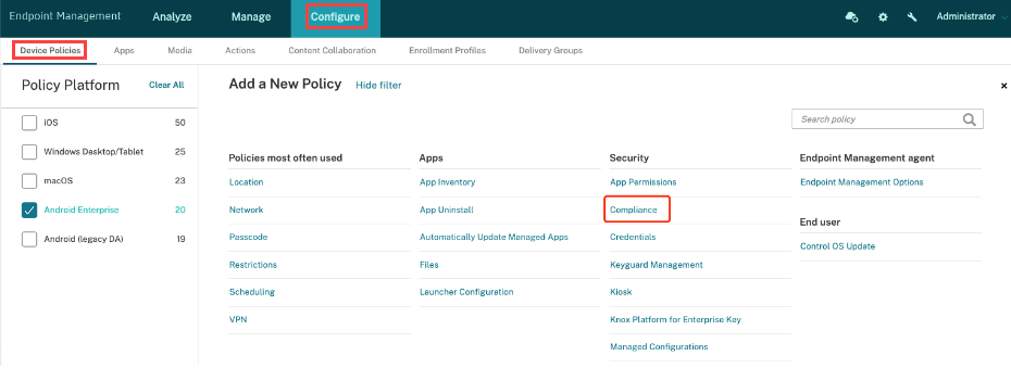 Device policies