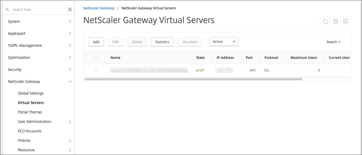 NetScaler Gatewayの状態画面