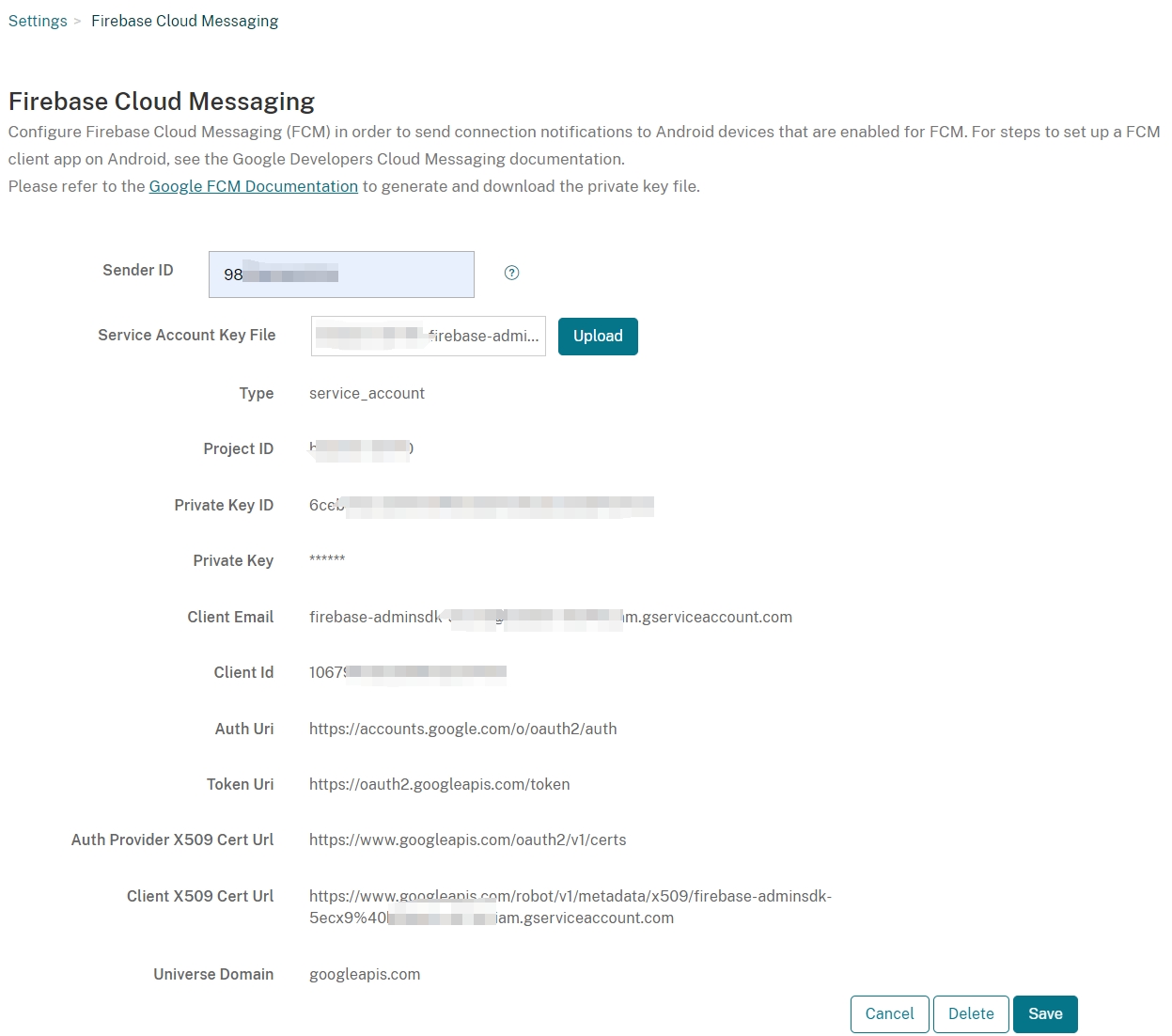 Compte de service analysé