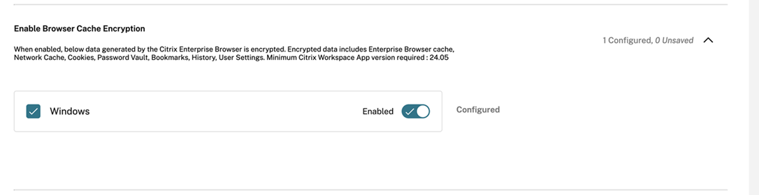 Enable Browser Data Encryption option in GACS