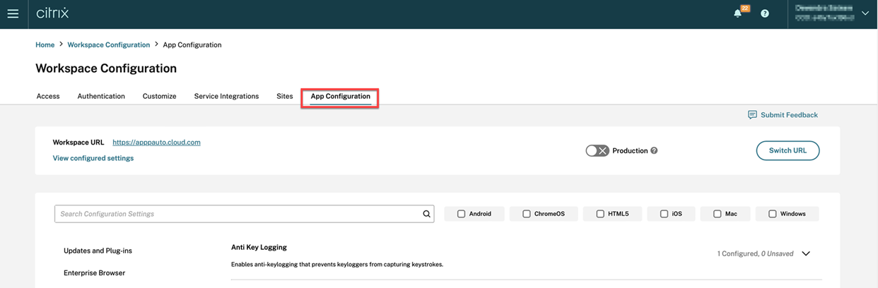 Configuración de aplicaciones