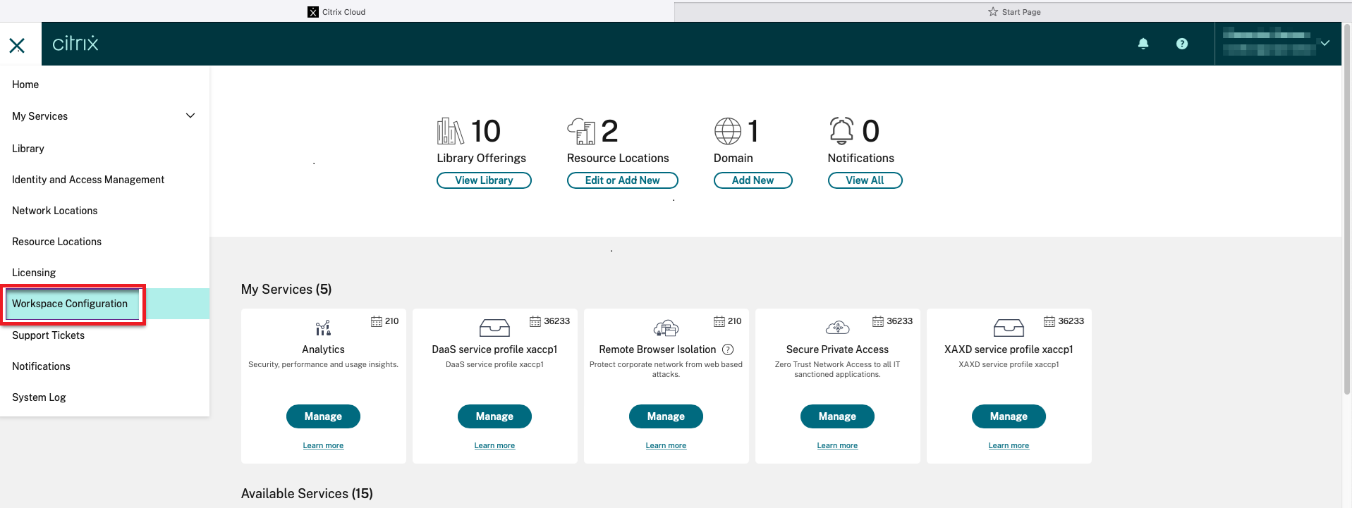 Configuración de Workspace