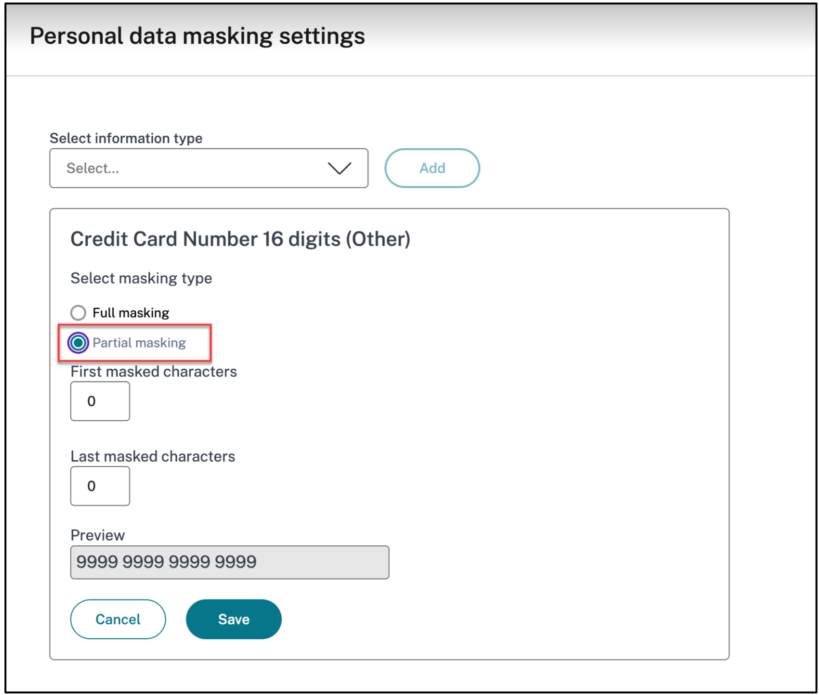 Partial masking