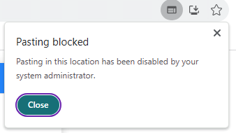 Pasting blocked