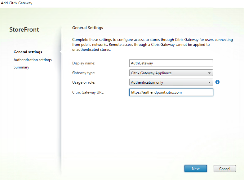 配置身份验证网关
