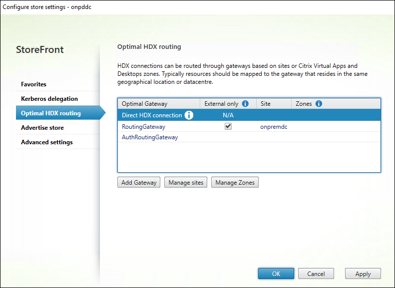 映射 Delivery Controller 和路由网关