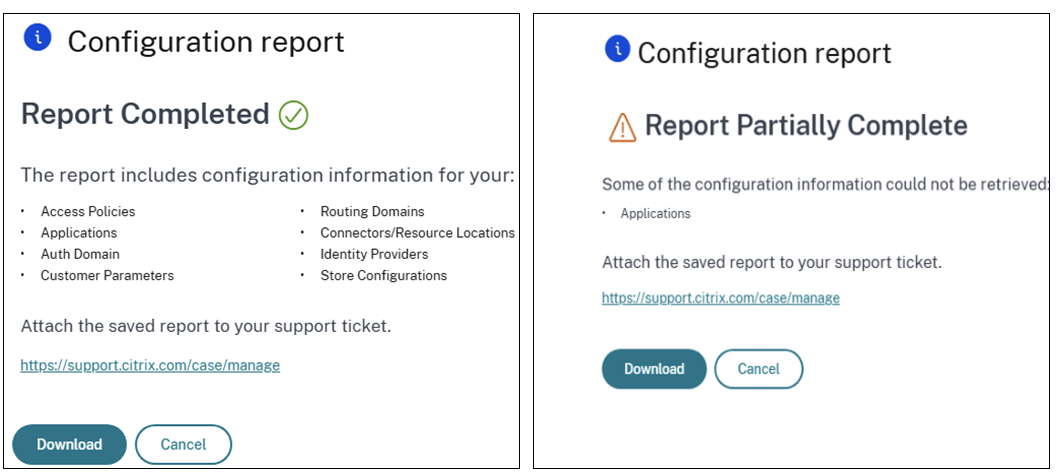 Configuration report