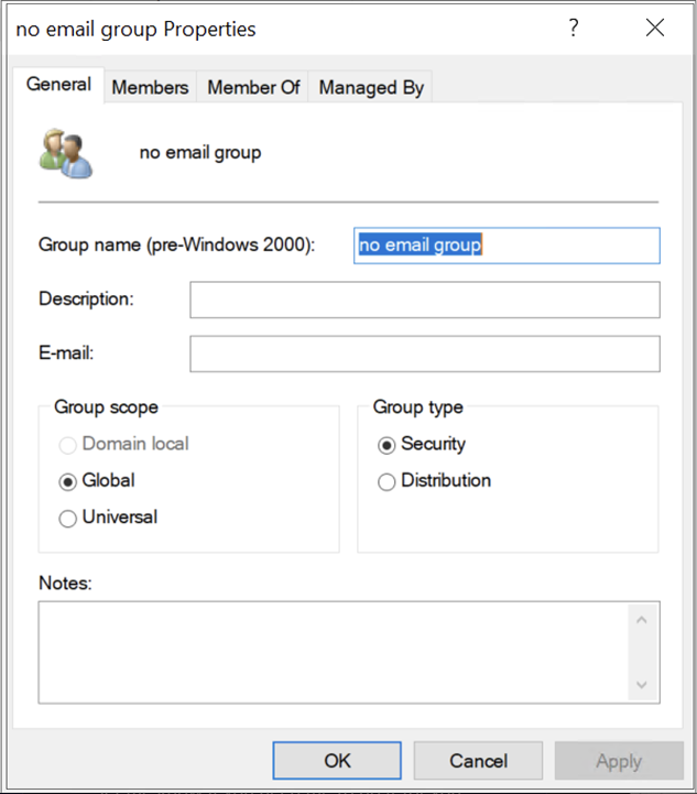 AD group without an email
