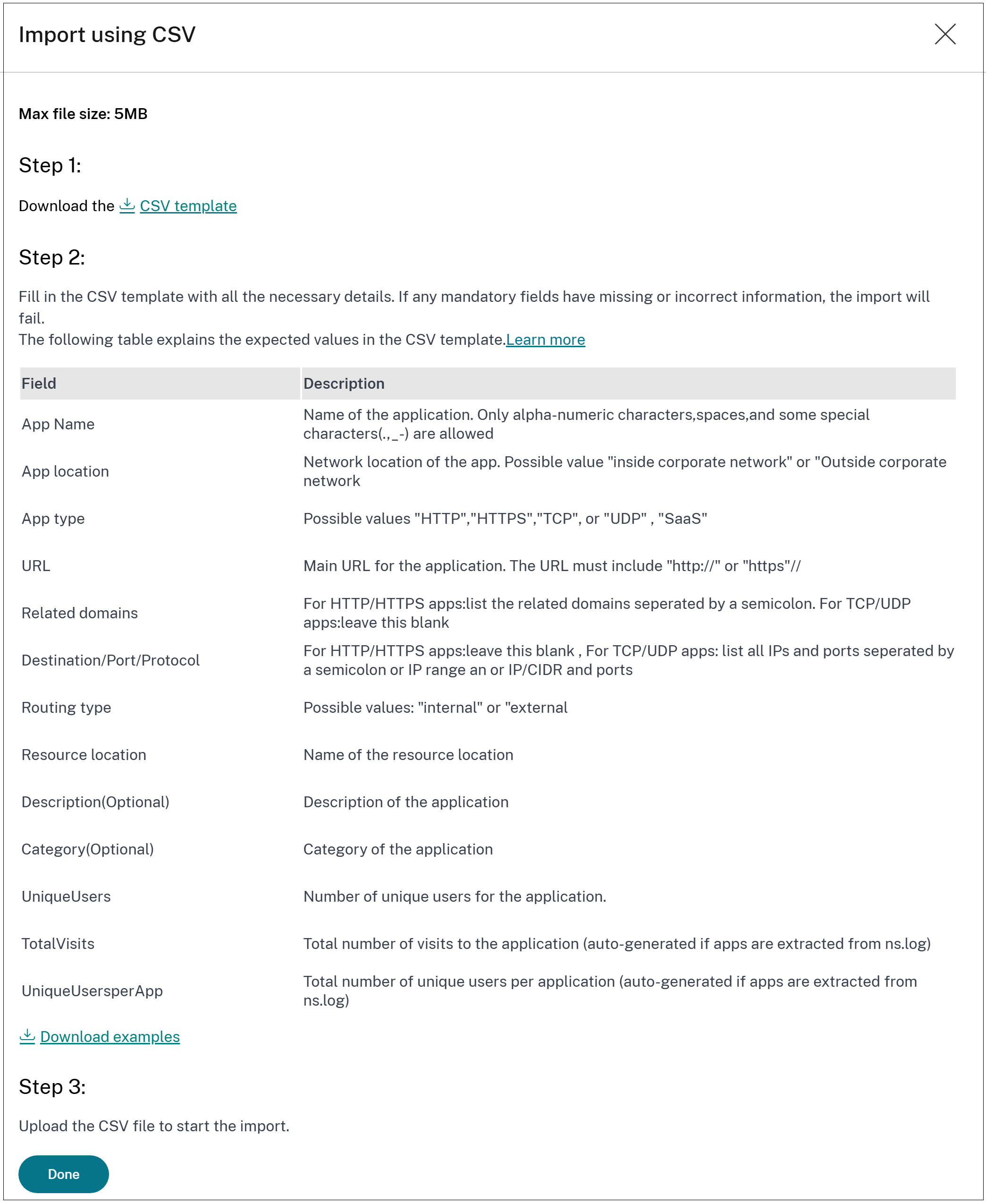 Import using CSV file