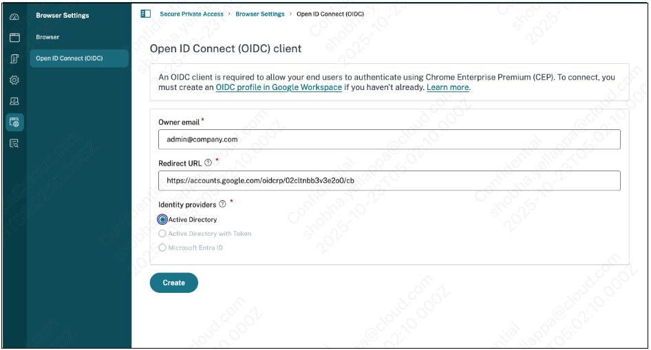 Create an OIDC client