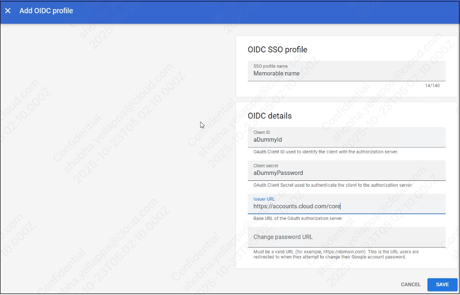 Create OIDC SSO profile