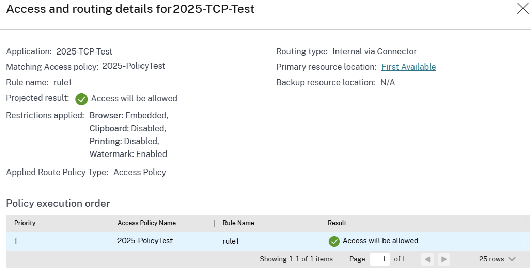 Policy model access allowed