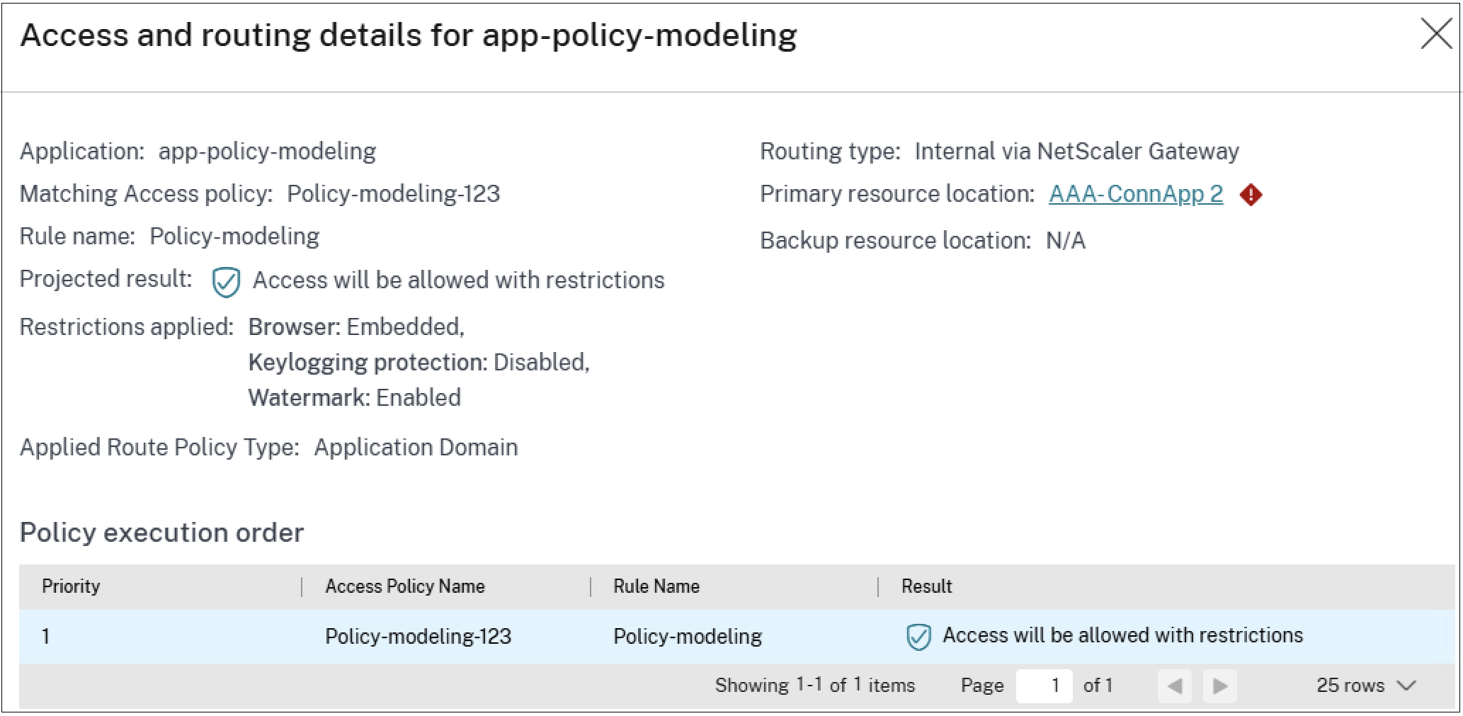 Policy model access restrictions