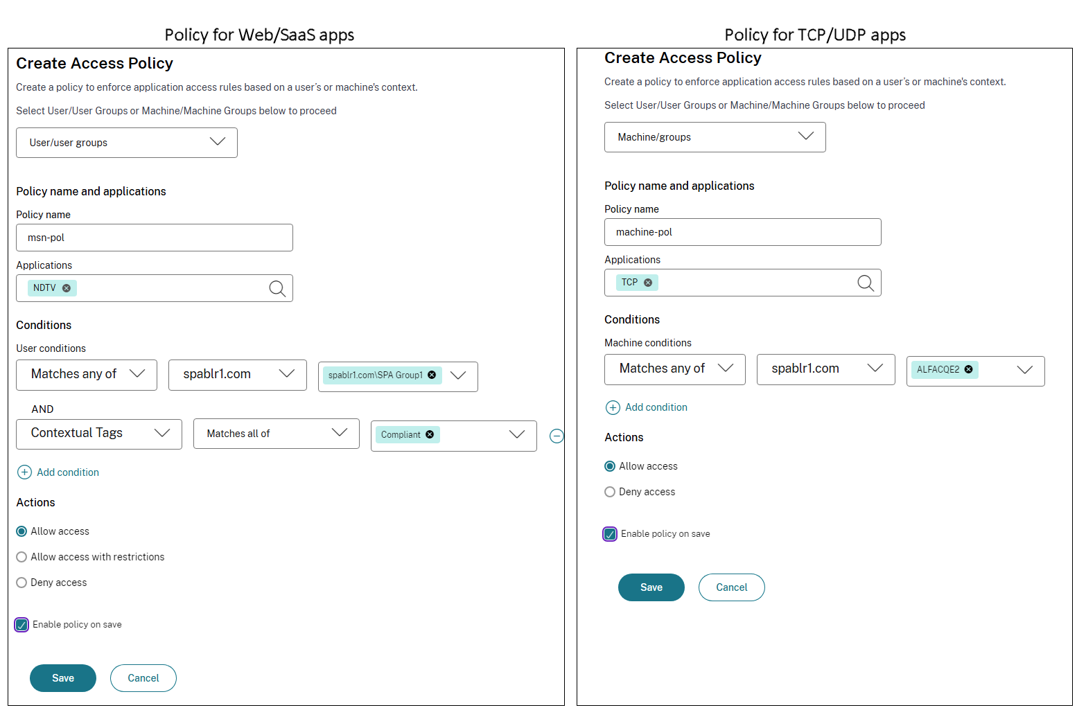 Create policy