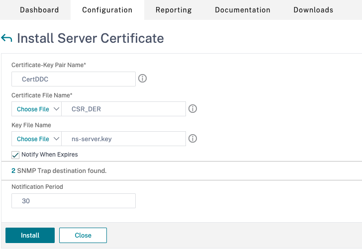 Installieren des Serverzertifikats