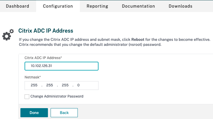 ADC management IP address