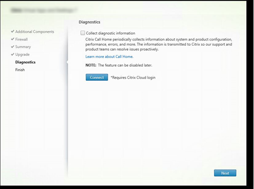 Pagina Diagnostics nel programma di installazione dei componenti