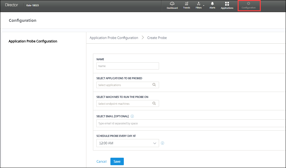 Página Configuración en Director