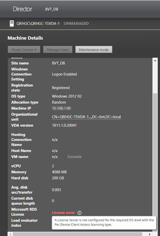 Estado de licencias RDS de Microsoft